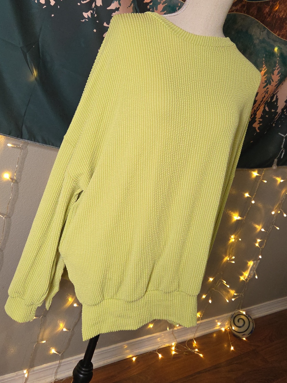 Jennaration Ribbed Split Side Pullover Size M In Lime Green - Picture 7 of 9